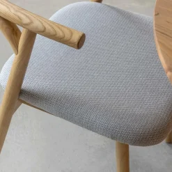 Made in Meubles Chaise en bois d'orme et tissu gris Aline (lot de 2)