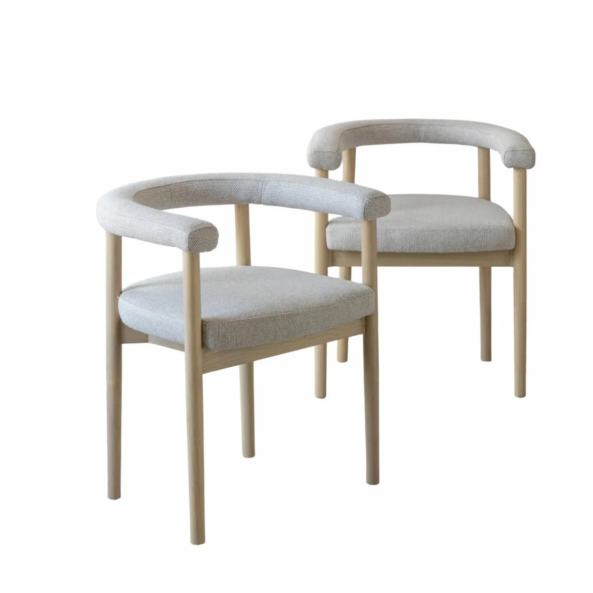 Made in Meubles Chaise en bois d'orme et tissu gris Aline (lot de 2)