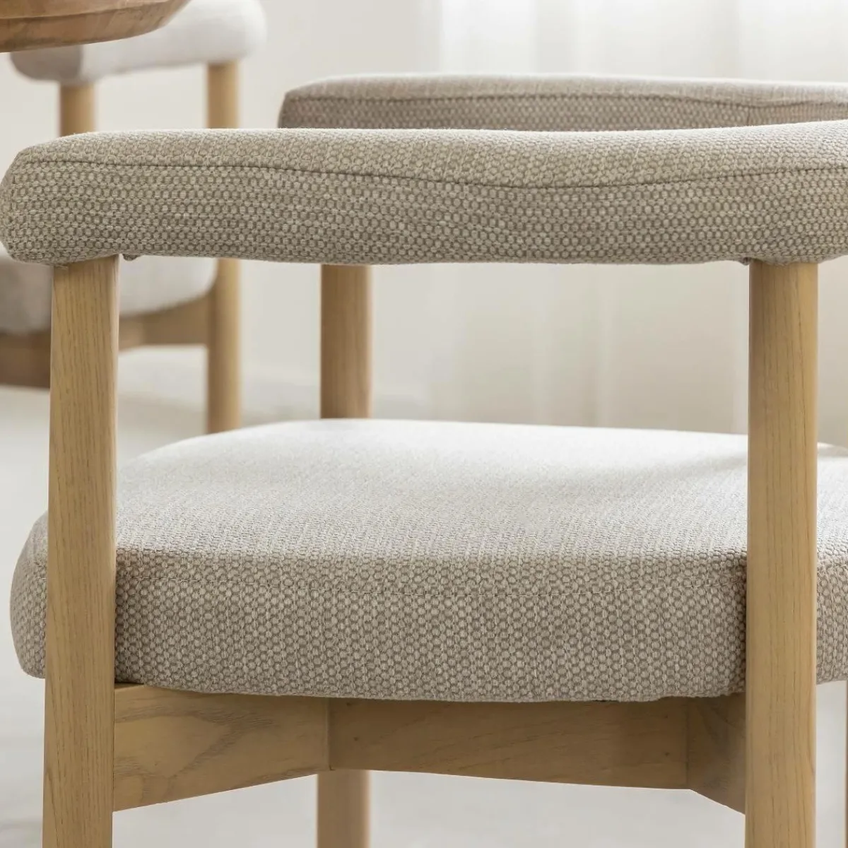 Made in Meubles Chaise en bois d'orme et tissu gris Aline (lot de 2)