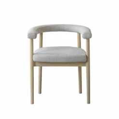 Made in Meubles Chaise en bois d'orme et tissu gris Aline (lot de 2)