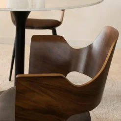 Made in Meubles Chaise en bois foncé et velours gris Florence (lot de 2)