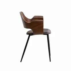 Made in Meubles Chaise en bois foncé et velours gris Florence (lot de 2)