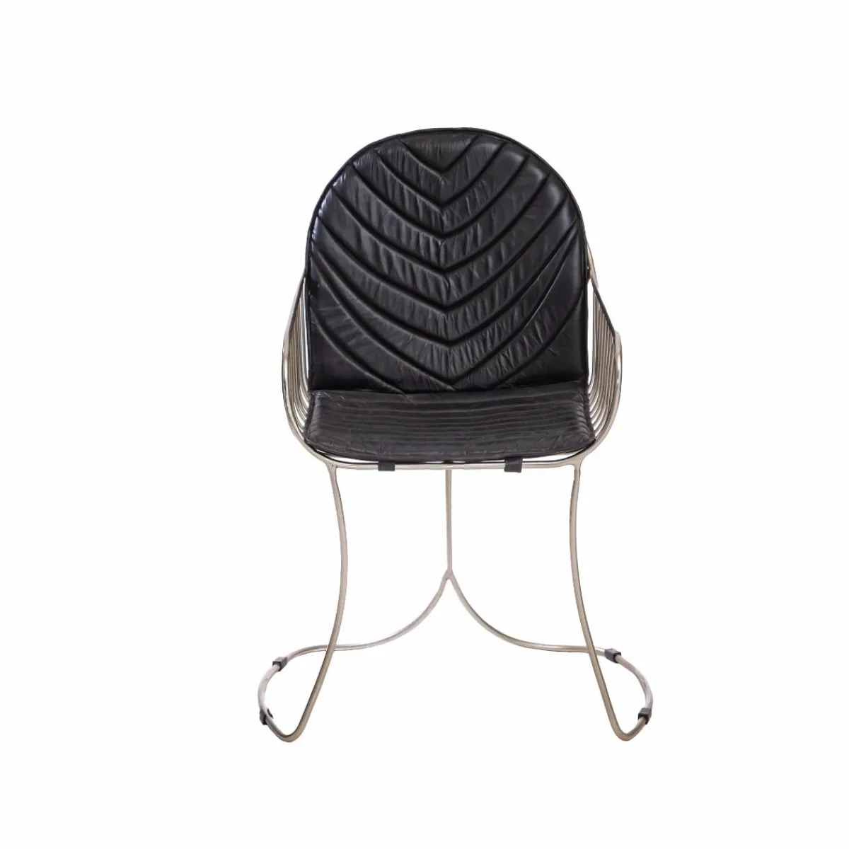 Made in Meubles Chaise en cuir et métal noir Heidi