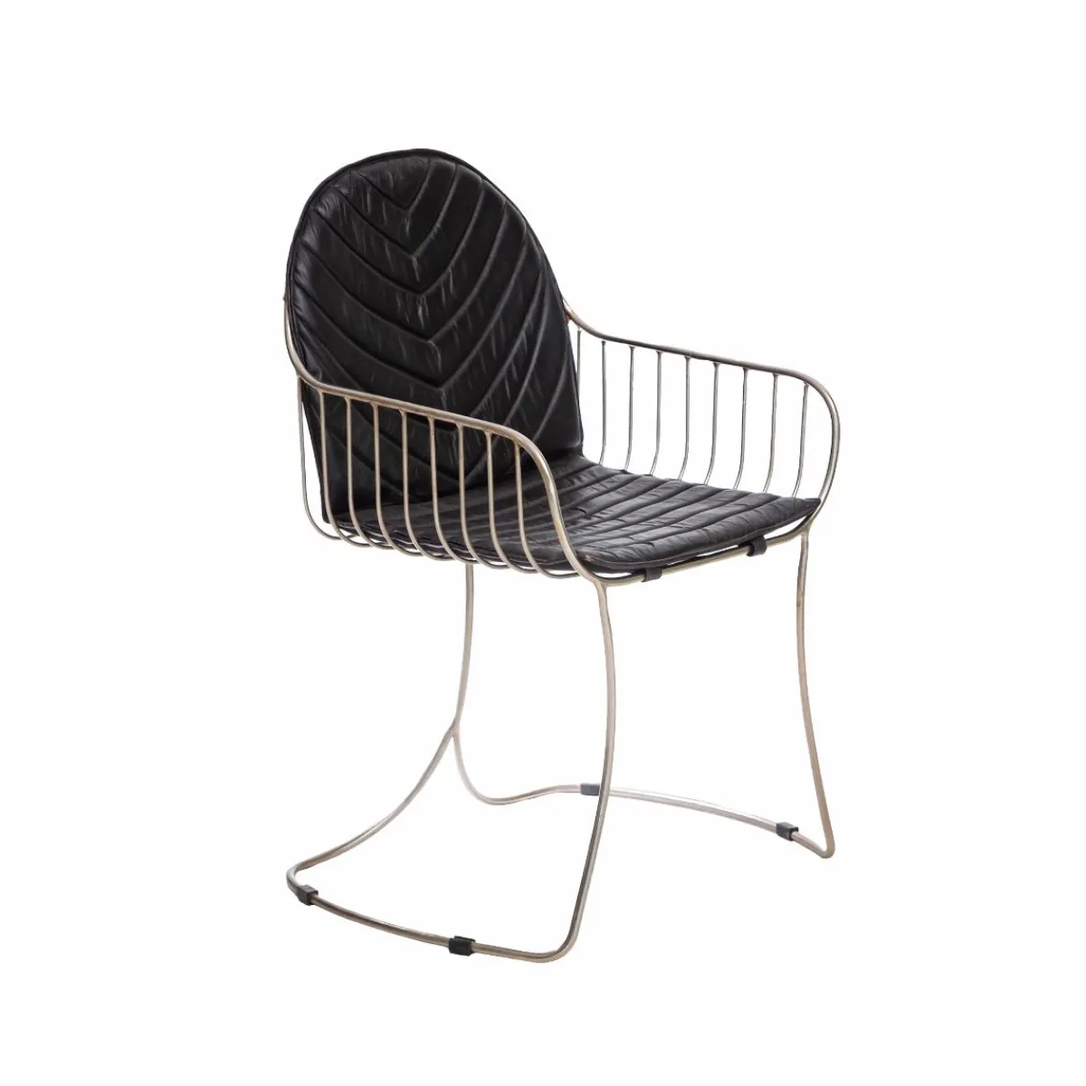 Made in Meubles Chaise en cuir et métal noir Heidi