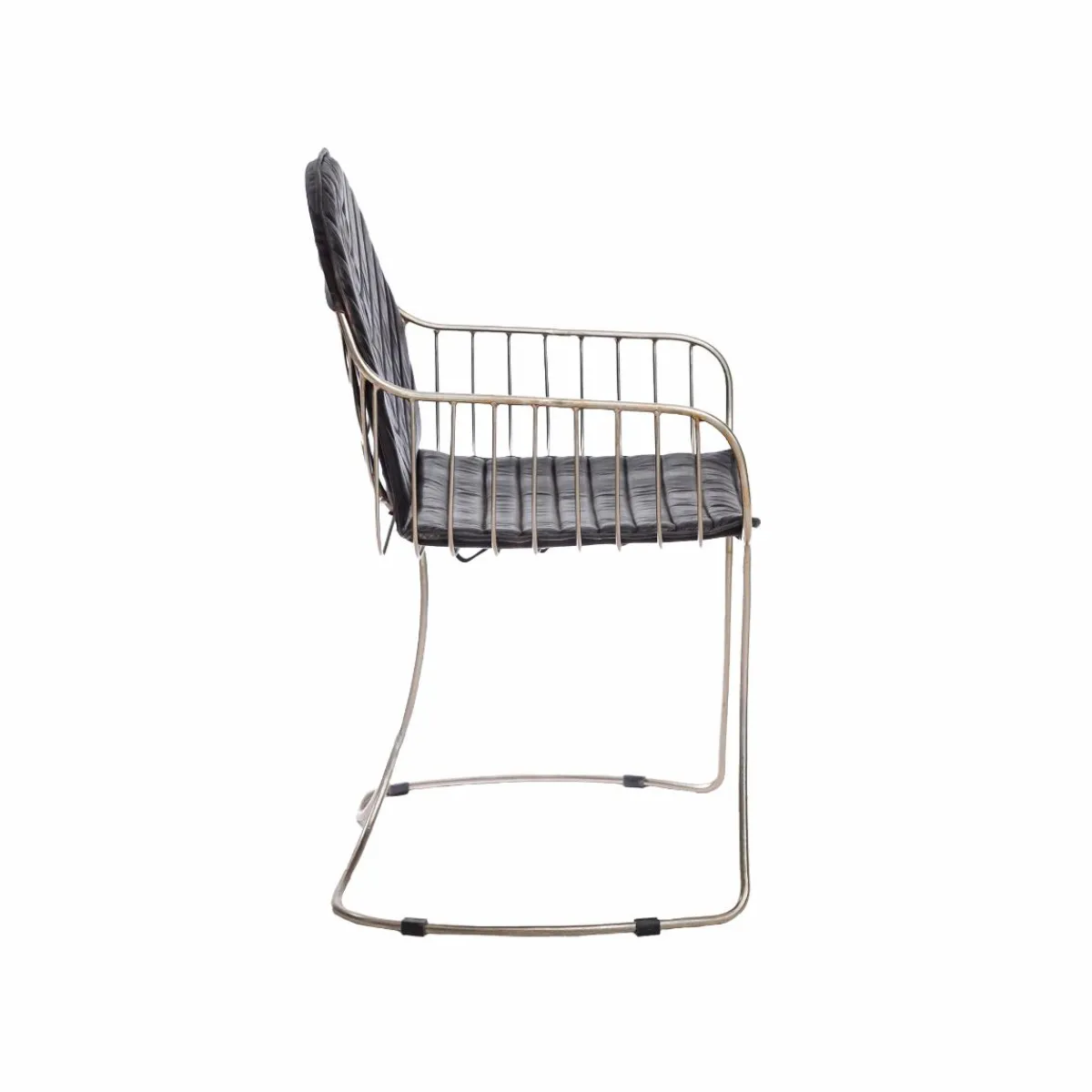 Made in Meubles Chaise en cuir et métal noir Heidi
