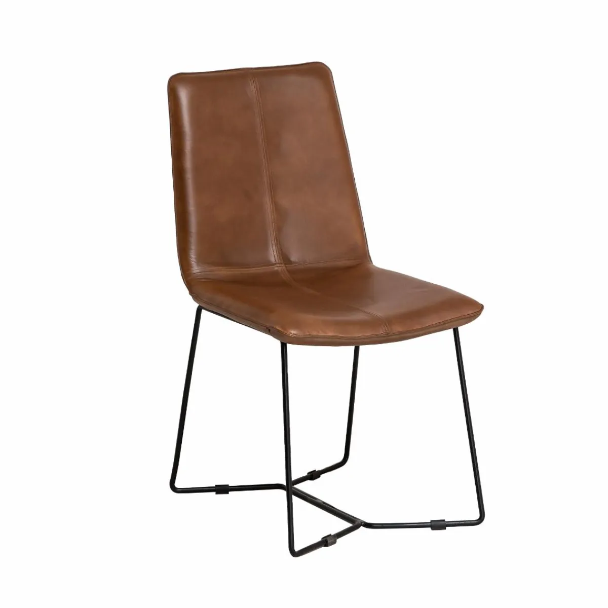Made in Meubles Chaise en cuir marron clair Lilou (lot de 2)
