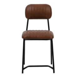 Made in Meubles Chaise en cuir marron Dinner (lot de 2)