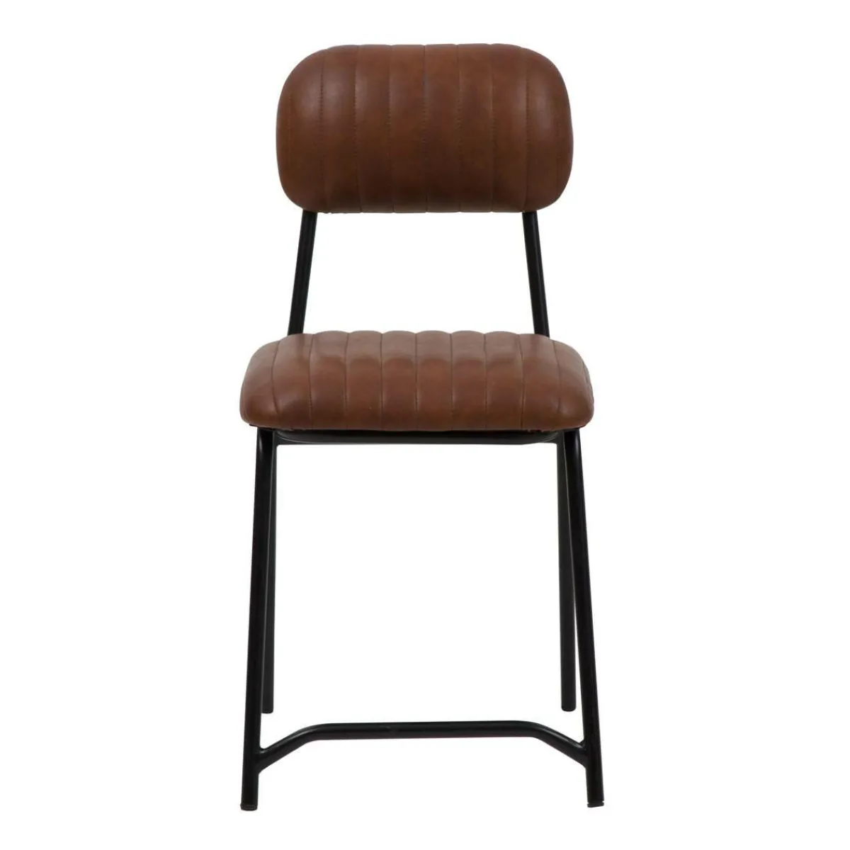 Made in Meubles Chaise en cuir marron Dinner (lot de 2)