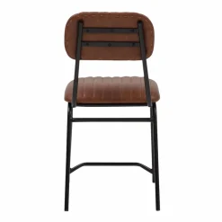 Made in Meubles Chaise en cuir marron Dinner (lot de 2)