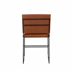 Made in Meubles Chaise en cuir marron et métal noir Arthur (lot de 2)