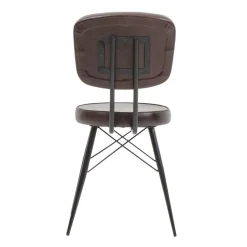 Made in Meubles Chaise en cuir marron foncé Pharell (lot de 2)