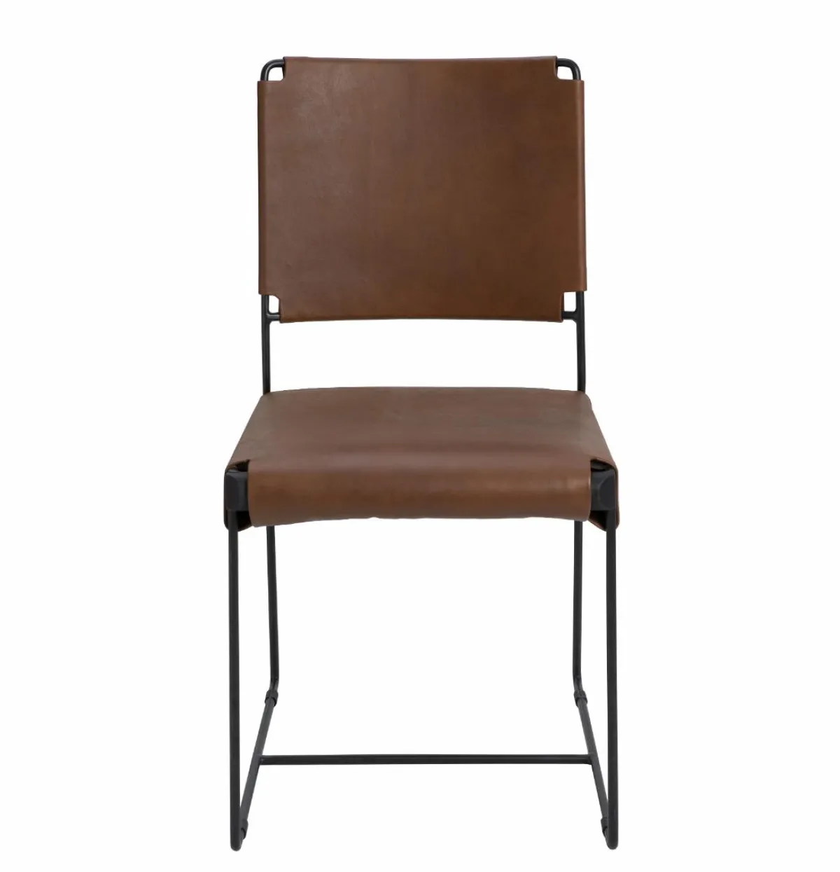 Made in Meubles Chaise en cuir marron Valéria (lot de 2)
