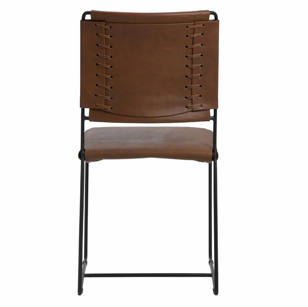 Made in Meubles Chaise en cuir marron Valéria (lot de 2)