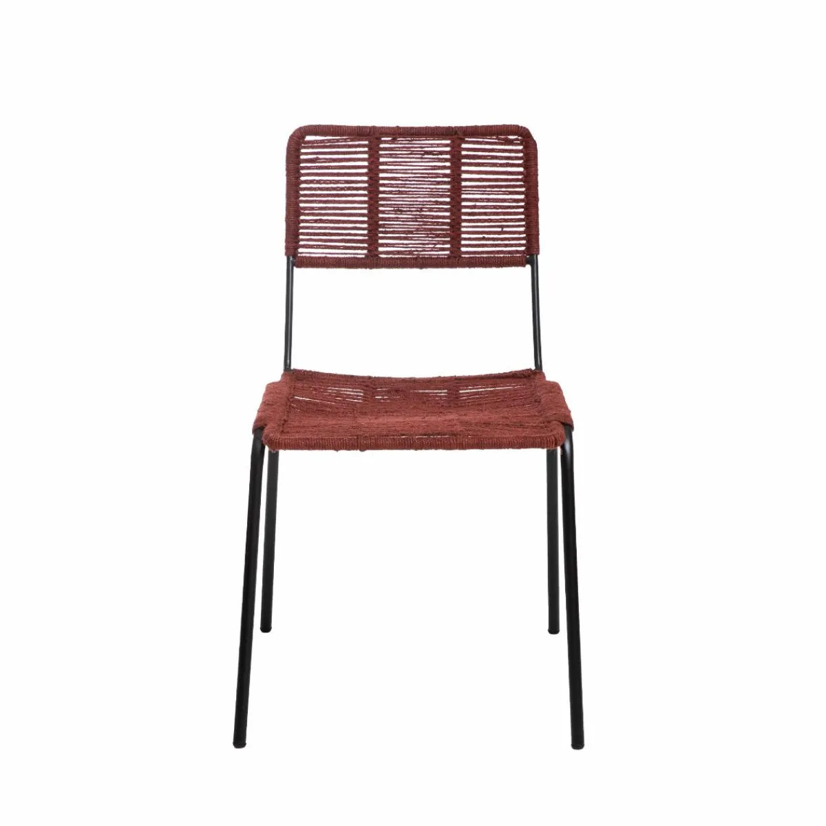Made in Meubles Chaise en métal et corde rouge Emilia (lot de 2)