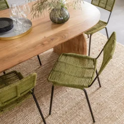 Made in Meubles Chaise en métal et corde verte Emilia (lot de 2)