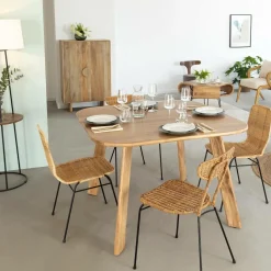 Made in Meubles Chaise en métal et rotin Minal (lot de 2)