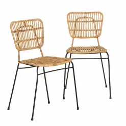 Made in Meubles Chaise en rotin et en métal Sélina (lot de 2)