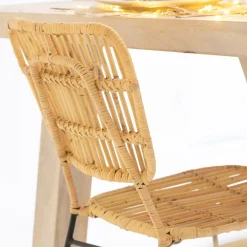 Made in Meubles Chaise en rotin et en métal Sélina (lot de 2)