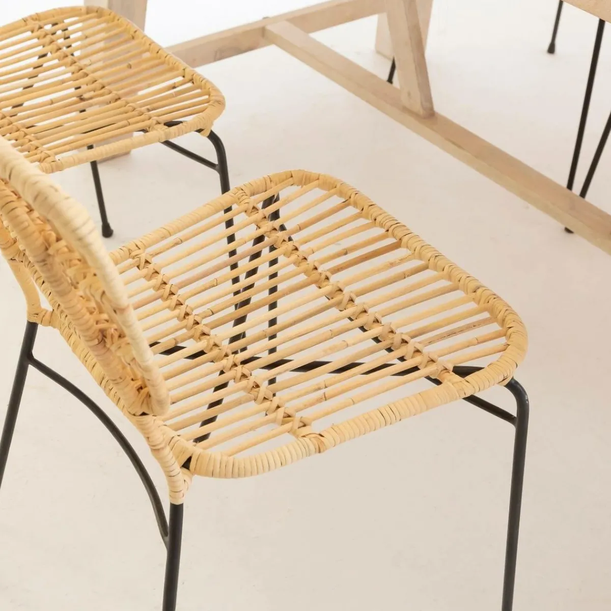 Made in Meubles Chaise en rotin et en métal Sélina (lot de 2)