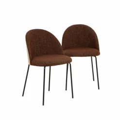 Made in Meubles Chaise en tissu acajou et bois clair Nyssa (lot de 2)