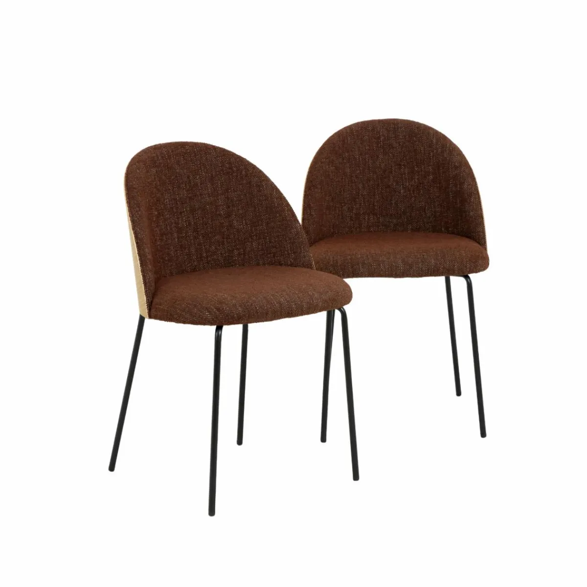 Made in Meubles Chaise en tissu acajou et bois clair Nyssa (lot de 2)