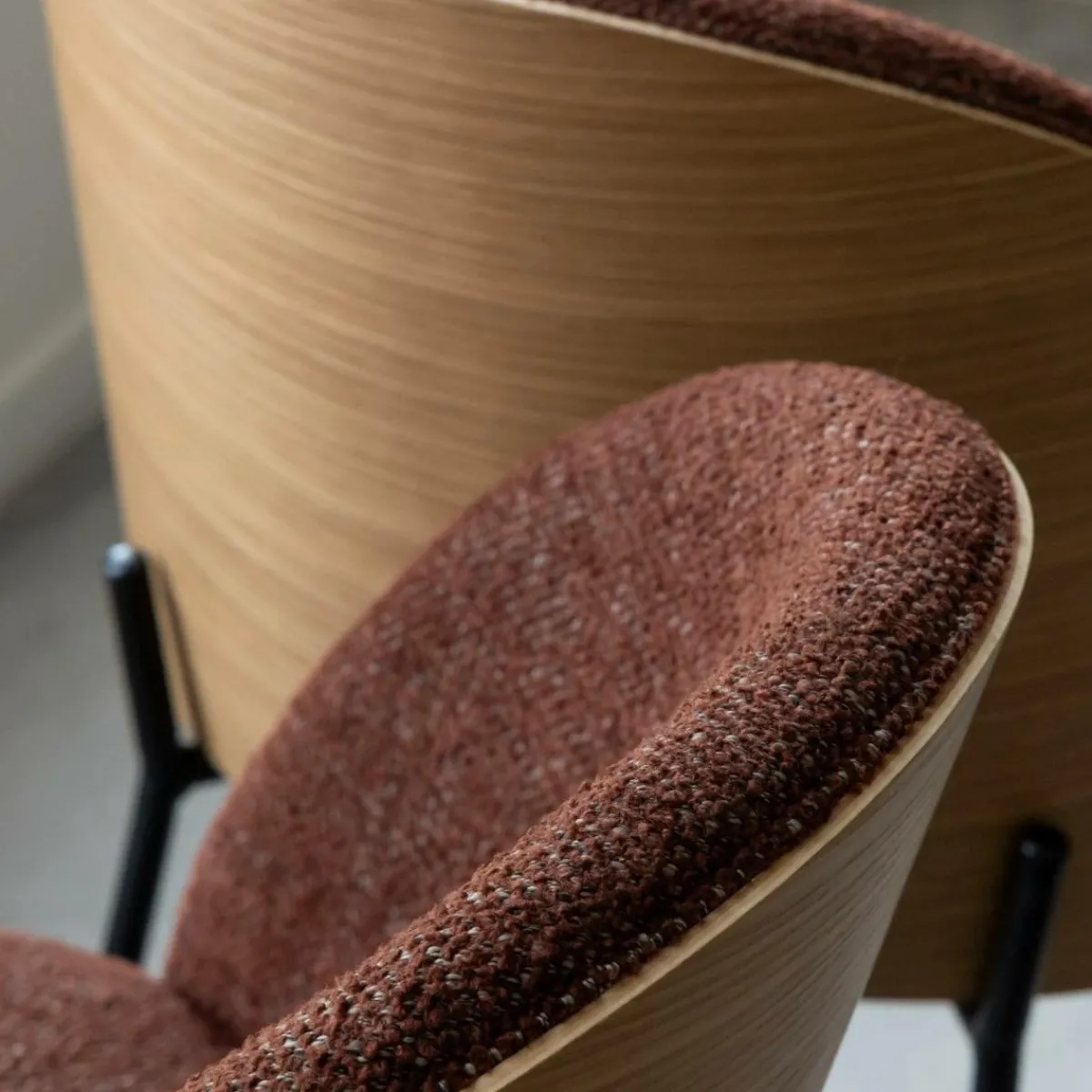 Made in Meubles Chaise en tissu acajou et bois clair Nyssa (lot de 2)