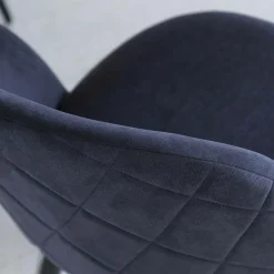 Made in Meubles Chaise en tissu bleu marine et métal Jasmine (lot de 2)