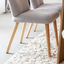 Made in Meubles Chaise en tissu bouclette grise Ayse (lot de 2)