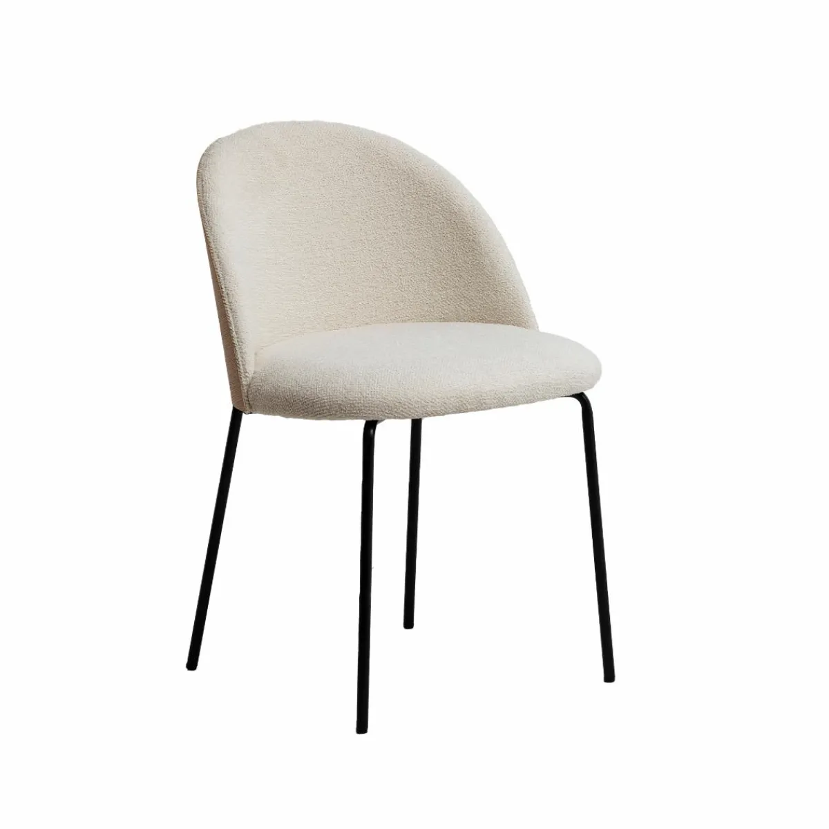 Made in Meubles Chaise en tissu bouclette écru clair et métal Nyssa (lot de 2)