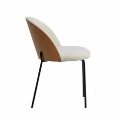 Made in Meubles Chaise en tissu bouclette écru clair et métal Nyssa (lot de 2)
