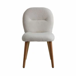 Made in Meubles Chaise en tissu bouclette blanche Ayse (lot de 2)
