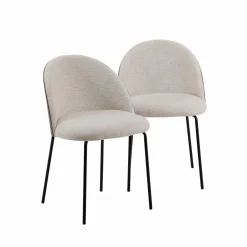Made in Meubles Chaise en tissu écru et métal Nyssa (lot de 2)