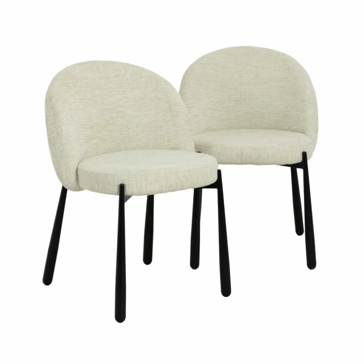 Made in Meubles Chaise en tissu écru et pieds en métal Ondine (lot de 2)