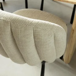 Made in Meubles Chaise en tissu écru et pieds en métal Ondine (lot de 2)