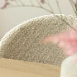 Made in Meubles Chaise en tissu écru et pieds en métal Ondine (lot de 2)