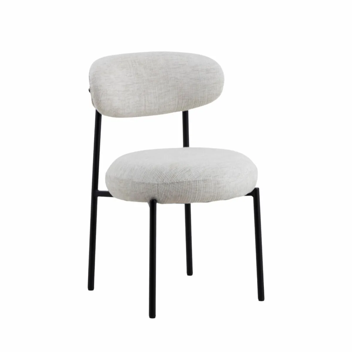 Made in Meubles Chaise en tissu écru et pieds en métal noir Janis (lot de 2)
