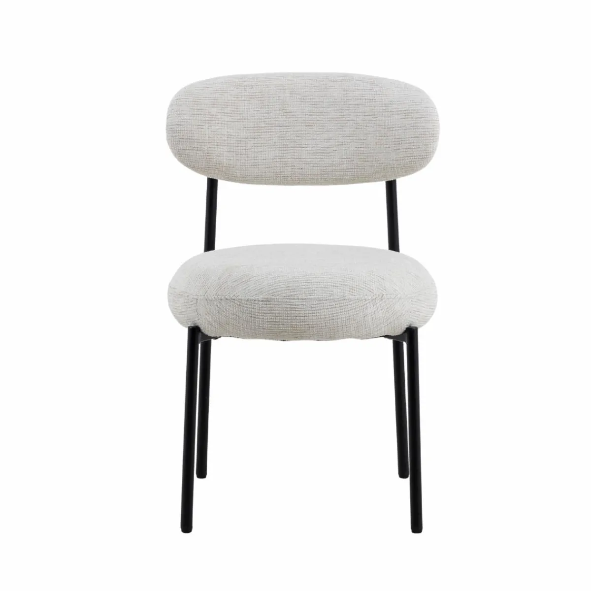 Made in Meubles Chaise en tissu écru et pieds en métal noir Janis (lot de 2)