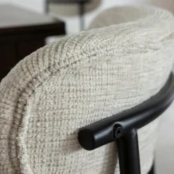 Made in Meubles Chaise en tissu écru et pieds en métal noir Janis (lot de 2)