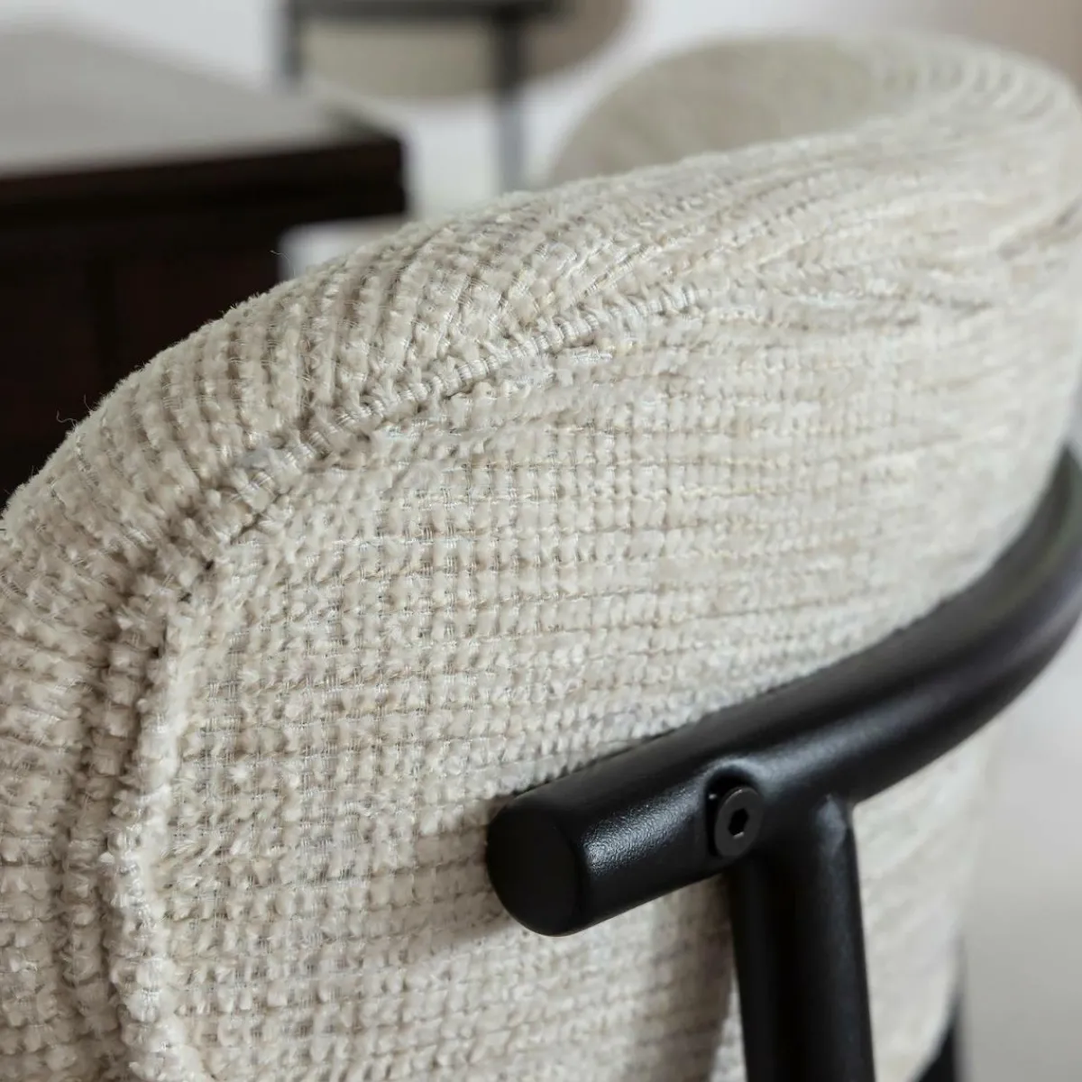 Made in Meubles Chaise en tissu écru et pieds en métal noir Janis (lot de 2)
