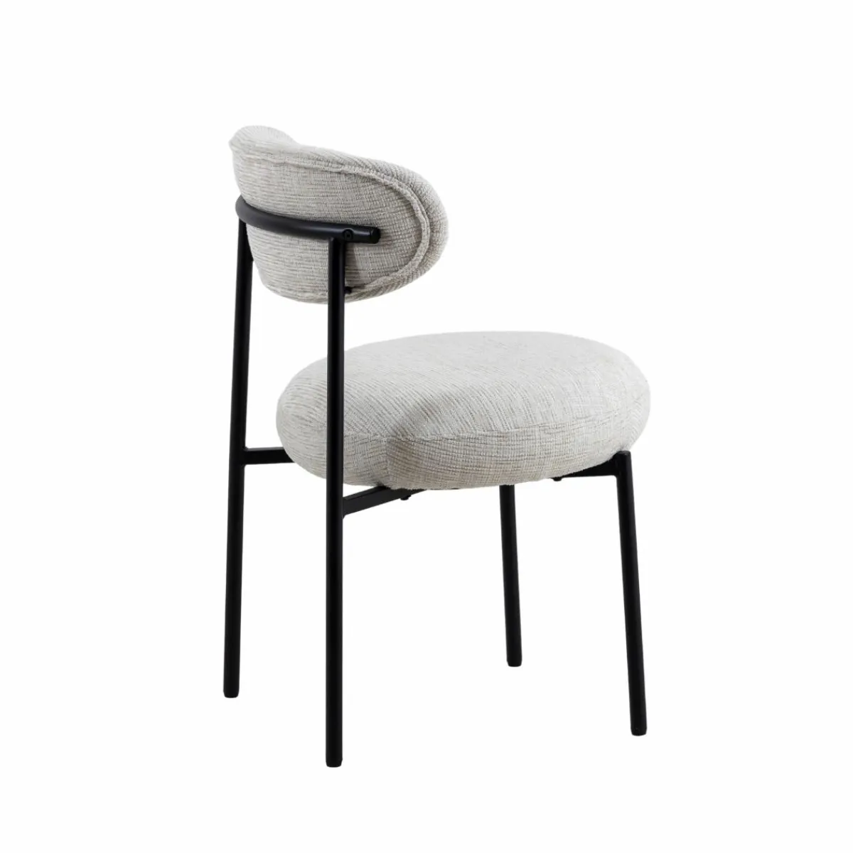 Made in Meubles Chaise en tissu écru et pieds en métal noir Janis (lot de 2)
