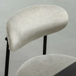 Made in Meubles Chaise en tissu écru et pieds en métal noir Janis (lot de 2)