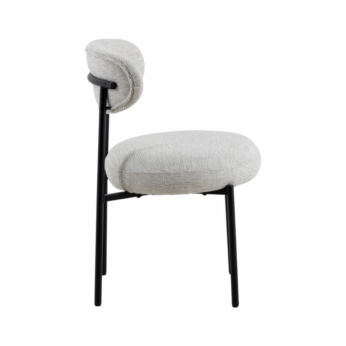 Made in Meubles Chaise en tissu écru et pieds en métal noir Janis (lot de 2)