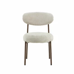 Made in Meubles Chaise en tissu écru et pieds en métal effet bois Janis (lot de 2)