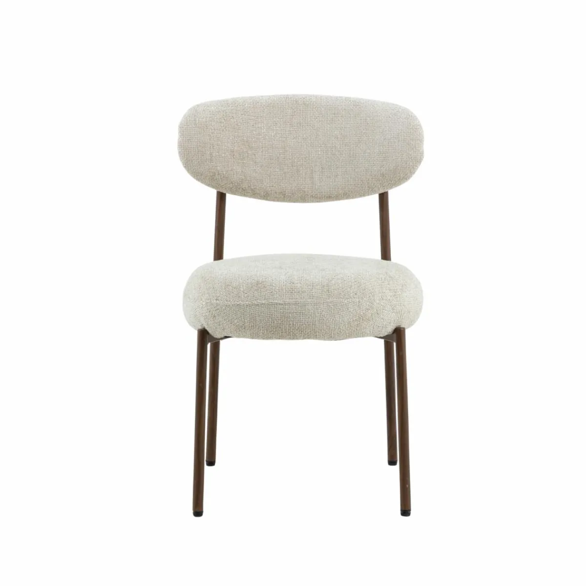 Made in Meubles Chaise en tissu écru et pieds en métal effet bois Janis (lot de 2)