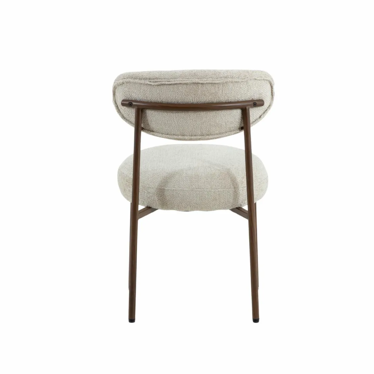 Made in Meubles Chaise en tissu écru et pieds en métal effet bois Janis (lot de 2)
