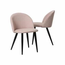 Made in Meubles Chaise en tissu rose pâle et métal Jasmine (lot de 2)