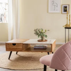 Made in Meubles Chaise en tissu rose pâle et métal Jasmine (lot de 2)