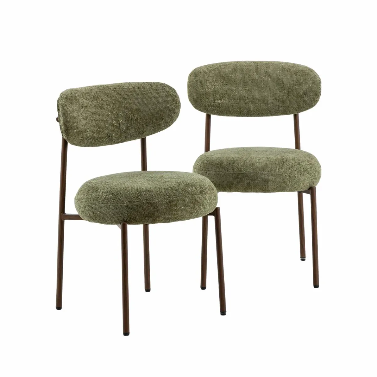 Made in Meubles Chaise en tissu vert et métal effet bois Janis (lot de 2)