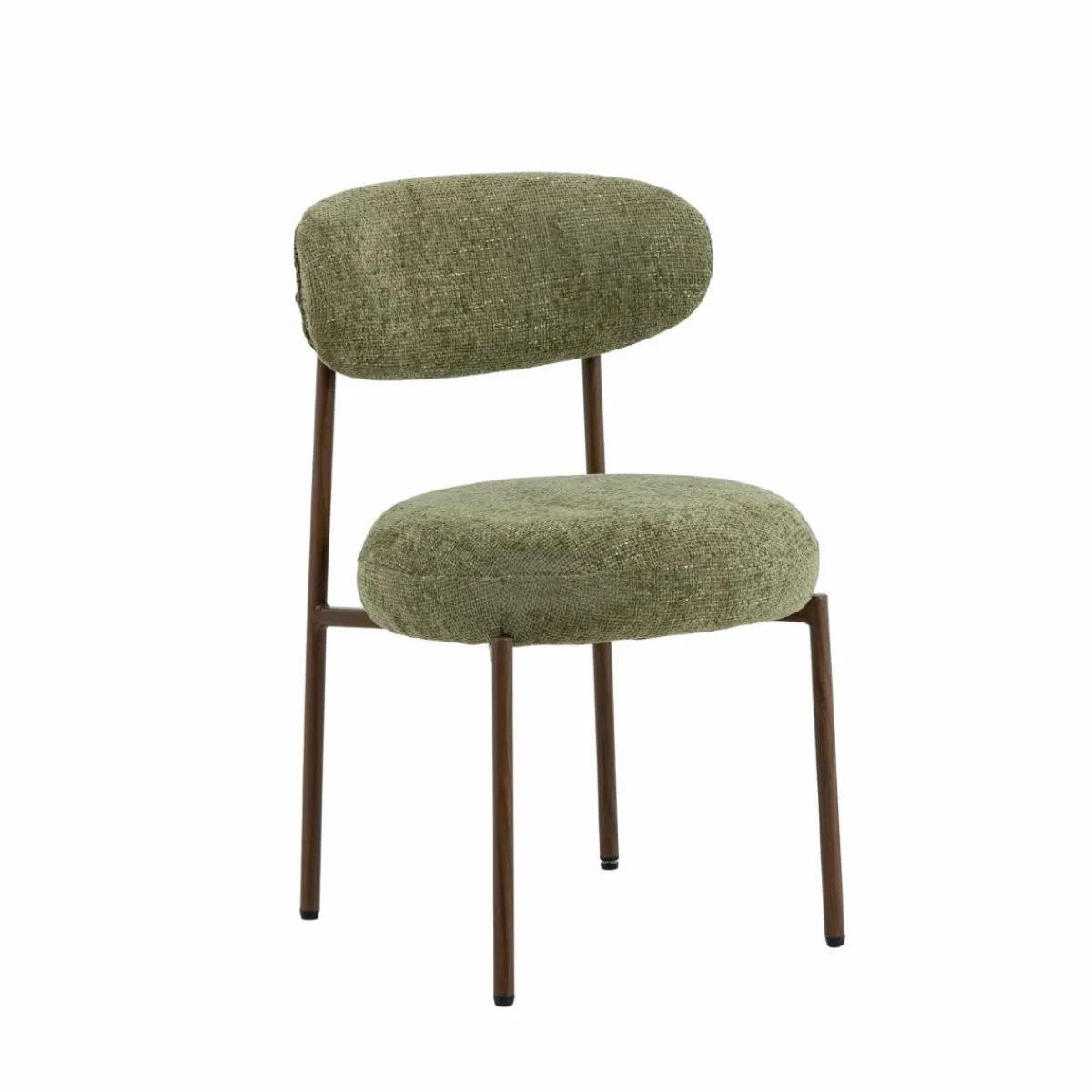 Made in Meubles Chaise en tissu vert et métal effet bois Janis (lot de 2)