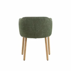 Made in Meubles Chaise en tissu vert et pieds en bois Solène (lot de 2)